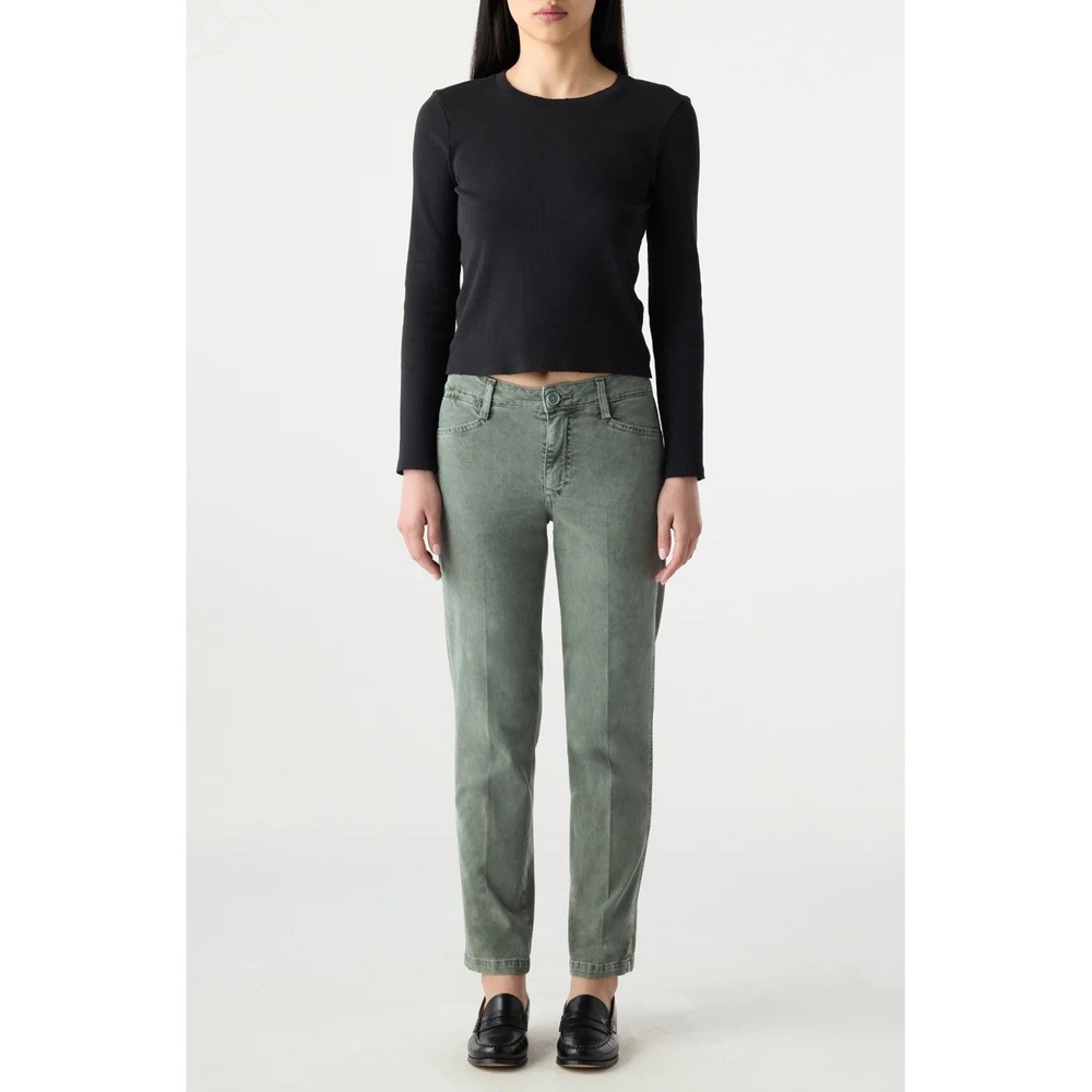 AMO Libby‎ Trousers Sz 24 Mid Rise Tapered Leg Crop *Flaw MSRP $318